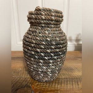 Rope wrapped glass flower vase